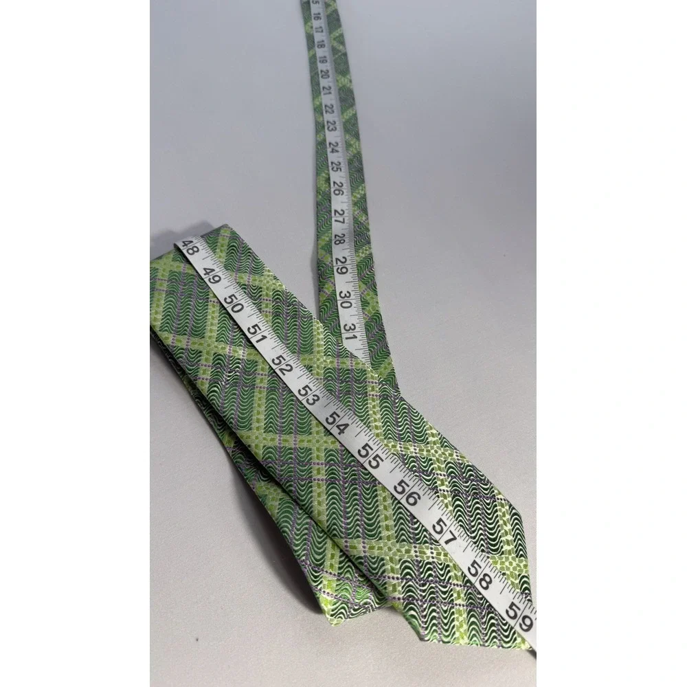 THE‎ BIG KNOT Steven Land Mens 100% Silk XL Tie Green Purple W3.5